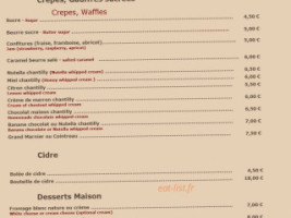 Maobi Plage menu