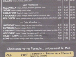 Au Coin Gourmand menu