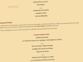 Le Bistrot du Village menu