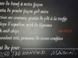 Bistrot Pop menu