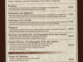 Restaurant Afghan Chez Madar Joon menu