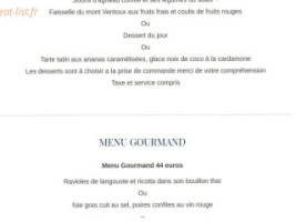 Les Cedres menu