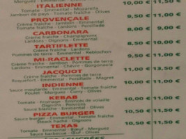 Pizzashop menu