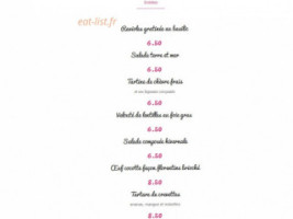 Les Doigts Framboises menu