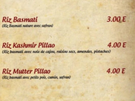 Delice de L'Inde menu