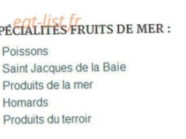 L'Abri des Flots menu