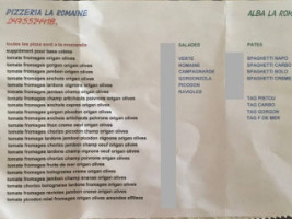 Pizzeria La Romaine menu