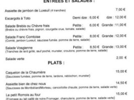 La Ferme Du Bout Des Pres menu