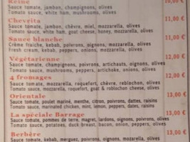 Le Barrage menu