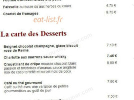 Auberge des Vieux Moulins Banaux menu