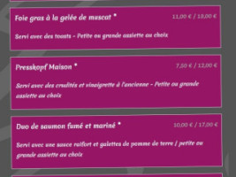 Restaurant Le Grillon menu