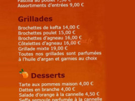 Les Jardins de Marrakech menu