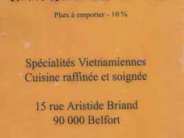 Chateau de Chine menu