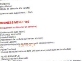 Le Chemin D'himalaya menu