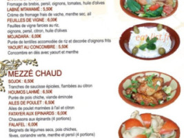 Mon Liban menu