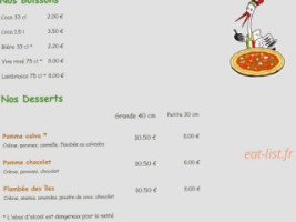 Louis Pizzas menu