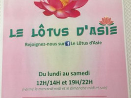 Le Lotus D’asie menu