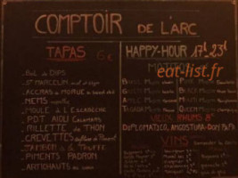 Le Comptoir De L'arc menu