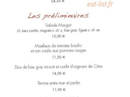 La Table De Pareur menu