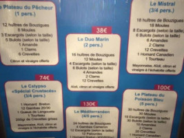 Au Poisson Bleu menu