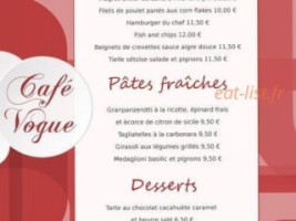 Cafe Vogue menu