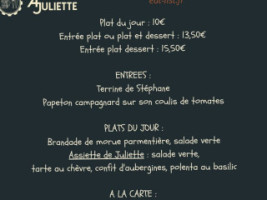 L'atelier De Juliette menu