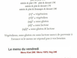 Le Kiwi menu