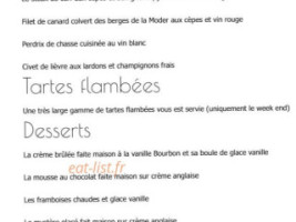 Hostellerie Du Cerf Blanc menu