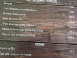 A Feu Vif Pizza menu