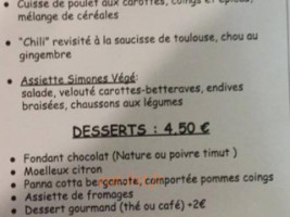 Le Simone's Café menu