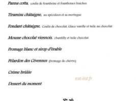 Le Clos Des Arts menu