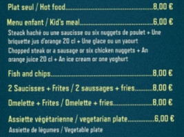 Le Calais Douvres menu