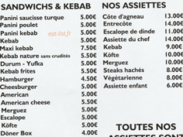 Orena Kebab menu