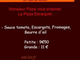 Monsieur Pizza menu