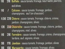 Arve Pizza menu