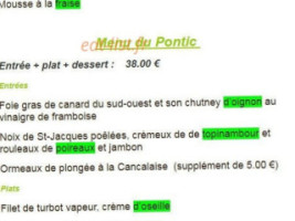 Le Clos Du Pontic menu