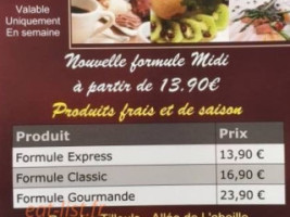 Le Moulignon menu