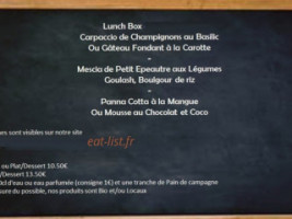 Les Epicuriennes menu