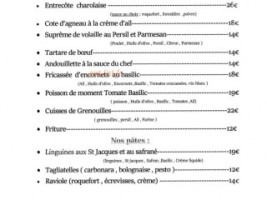 Chateau De Cornage menu