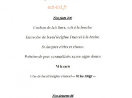 L'auberge D'antan menu