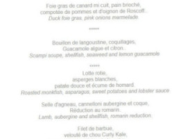 L' écume Des Jours menu