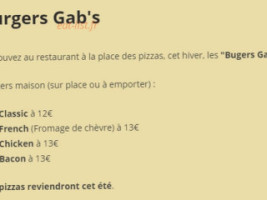 Pub Gabariers menu