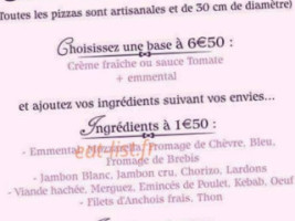 Fée Ta Pizz menu