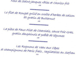 La Chaumière menu