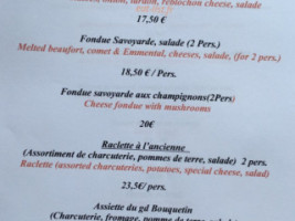 Le Grand Bouquetin menu