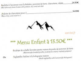 La Ferme De L'izoard menu