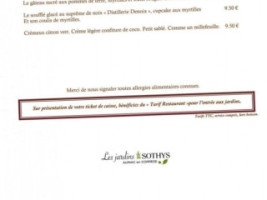 Les Jardins Sothys menu