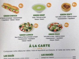 Green Sur Mesure menu