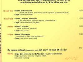 La Boîte A Crêpes menu