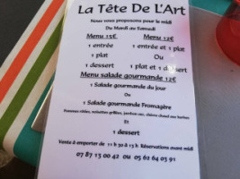 La Tête De L'art menu